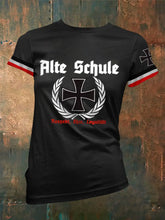 Kurzarm T-Shirt mit Aufdruck für Damen Alte Schule zartstils